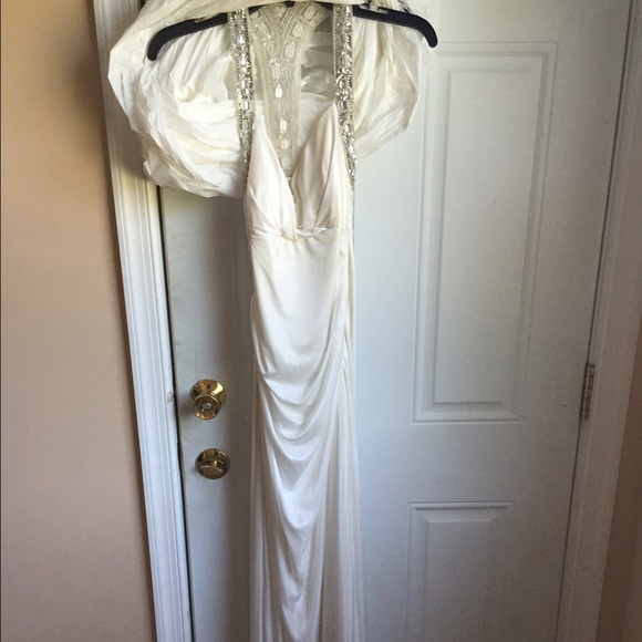 Pretty White Dress with Silver Gem Detail