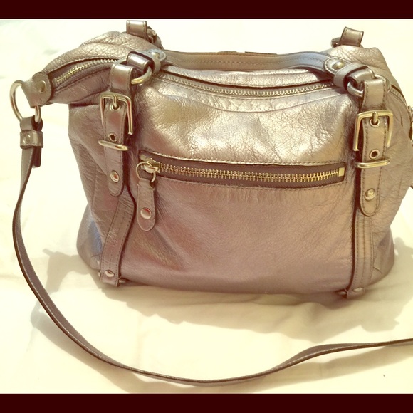 Metallic Silver Coach Bag