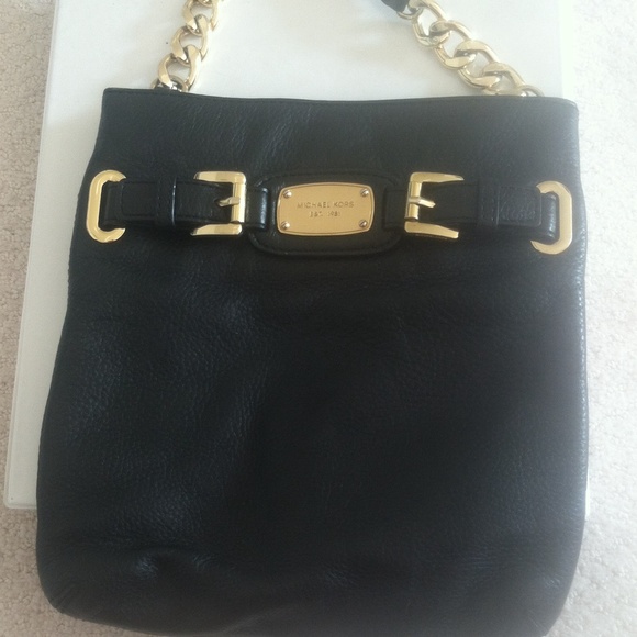 MK black leather crossbody