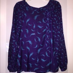 LOFT Feather Printed Blouse.