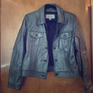 metallic leather jacket