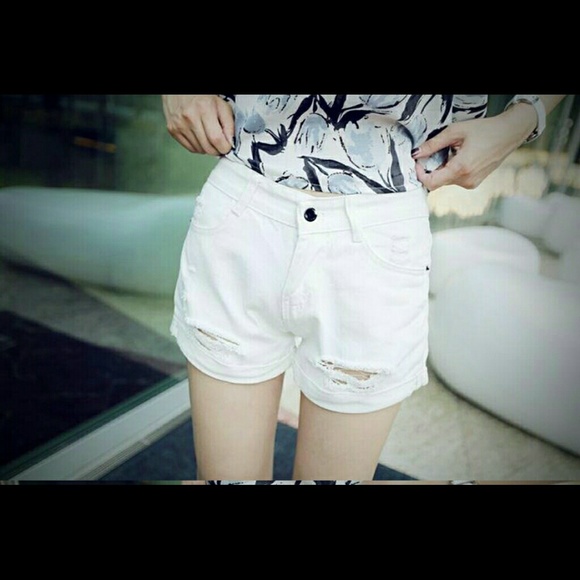 White denim shorts