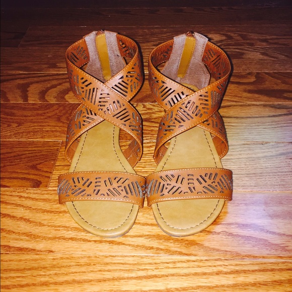 Brown Strappy Cut-out Sandals
