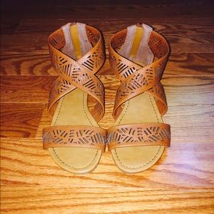 Brown Strappy Cut-out Sandals