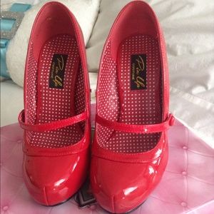 Red Pat Cute Classic Pumps from Pin Up Culture