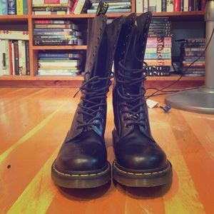 black doc marten lace high boots