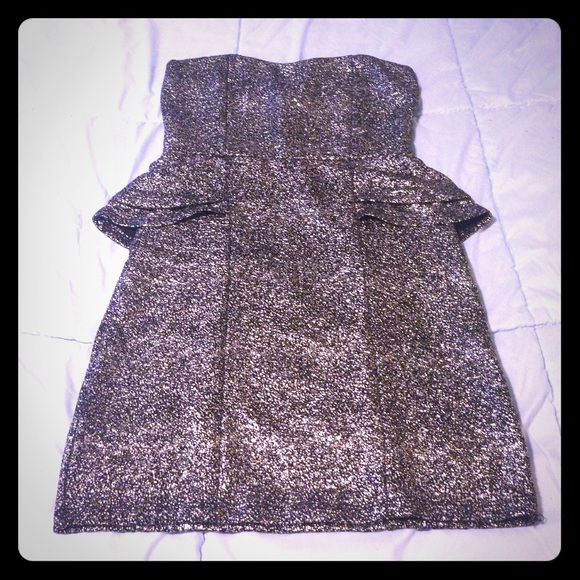 Gold Sparkly Peplum Dress