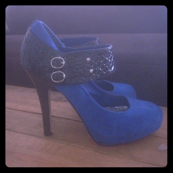 Blue and Black Heels