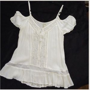 Bohemian white cold-shoulder top