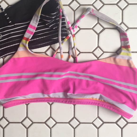 ONE pink striped Lululemon bra.