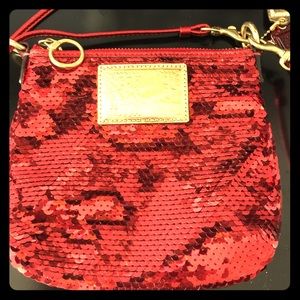 Red and Gold sequin Coach poppy cross body