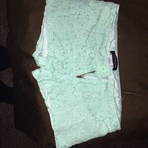 Mint green lace shorts