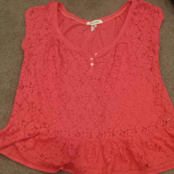 Pink laced short sleeved shirt