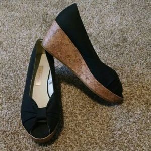 Pinup Cork Rockabilly Retro Peep Toe Wedges 6