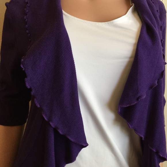 Express Purple Cardigan With Ruffled Trim