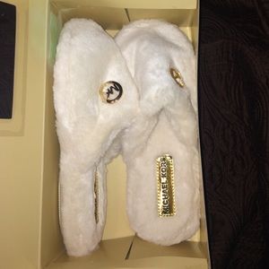 Michael Kors white slippers, never worn