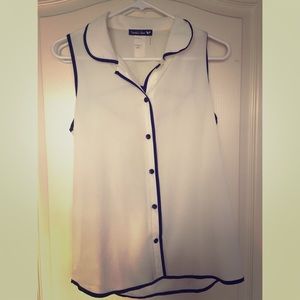 Black and White Cut-out Blouse