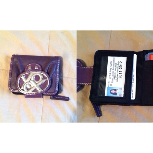 XOXO  zip up faux leather purple wallet