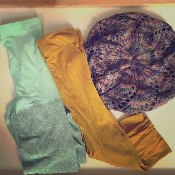 Glitter stockings + colorful beanie