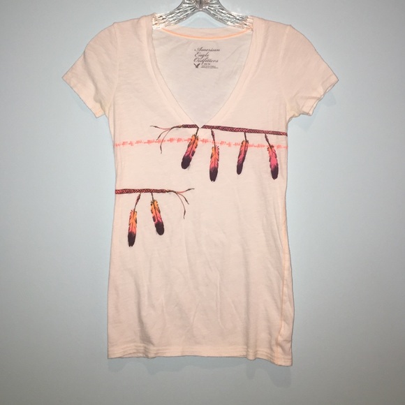 white graphic vneck