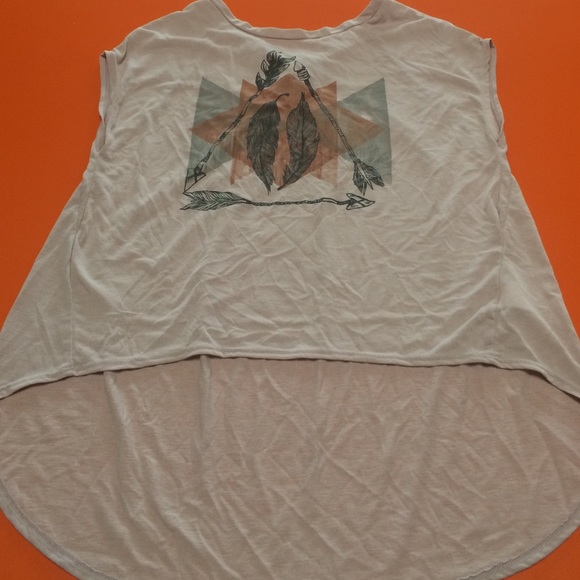 High low top with feather design