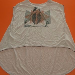 High low top with feather design