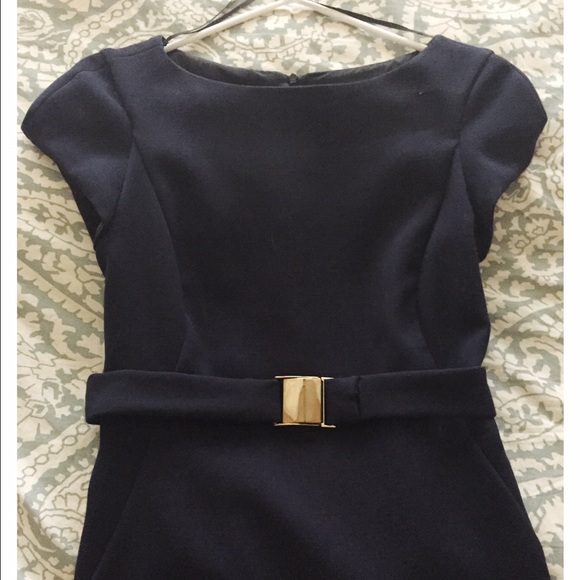Zara Navy belted dress