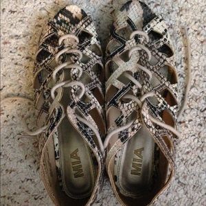 Cute snake print lace up sandals