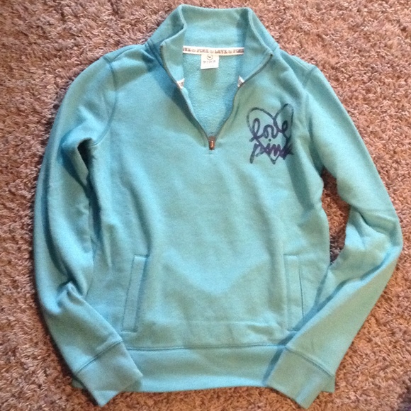 Turquoise Victoria's Secret Quarter Zip Sweatshirt