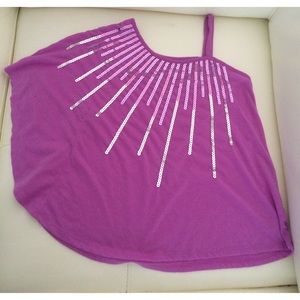 Girl's Justice magenta sequin top, size 8/10