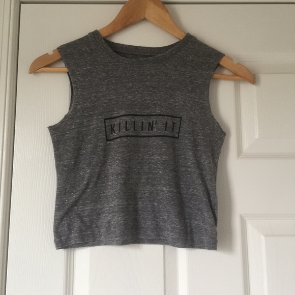 Gray Graphic Killin It Crop Tank