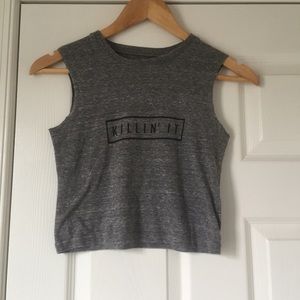 Gray Graphic Killin It Crop Tank