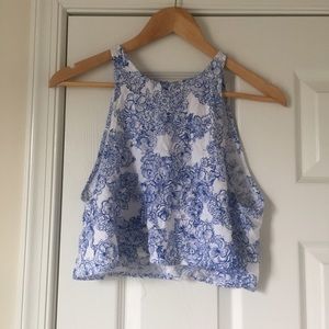 Blue Floral Lulu Crop Top