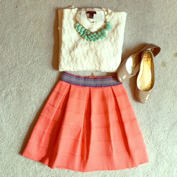 FRANCHESCAS Coral Pleated Skirt