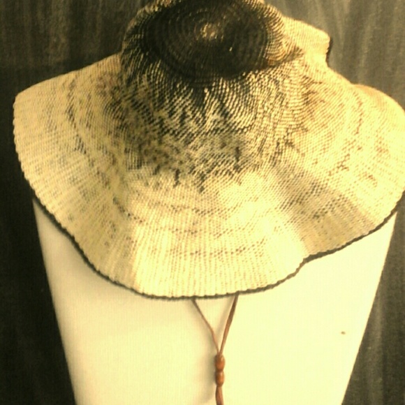 Echo floppy straw hat with leather strap