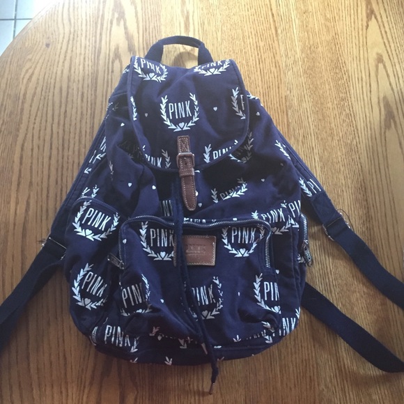 Navy blue Victoria secret draw string backpack