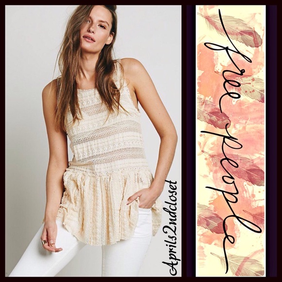 Free People Tops - Free People Tunic Boho Crochet Lace Peplum