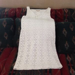 A white eyelet dress