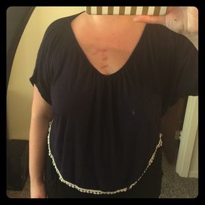 Hi low crop top navy