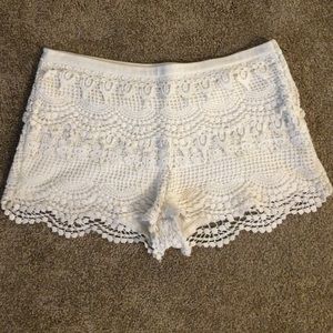 Creme colored crochet shorts from urban outfitters