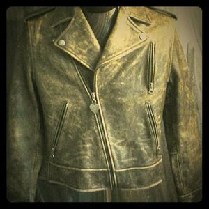 Luella Distressed Faux Leather Motorcycle Jacket