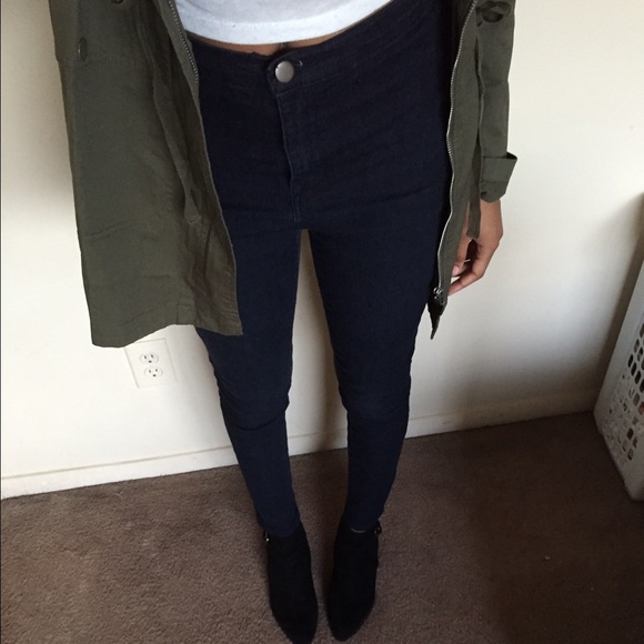 High waisted denim skinny jeans