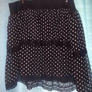 *SOLD*Black and white polka for skirt with lace