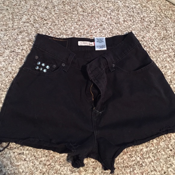 Black High Waisted denim shorts