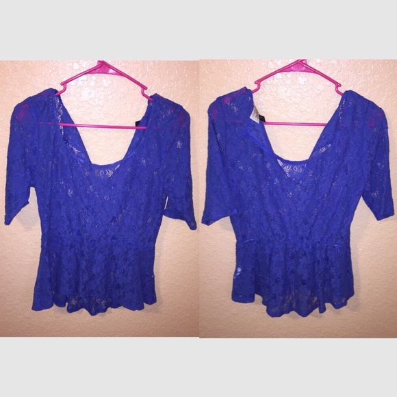 Blue Lace Peplum Top