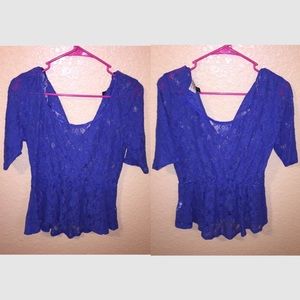 Blue Lace Peplum Top