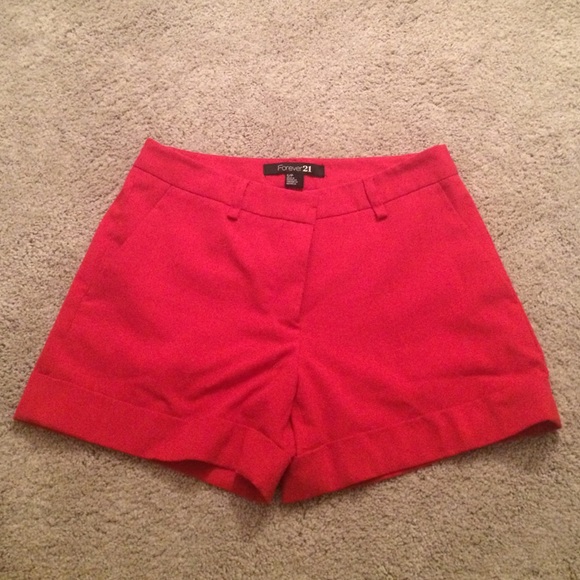 Red High-Waisted Shorts