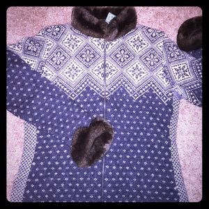 Ralph Lauren - zipper winter sweater w/faux fur