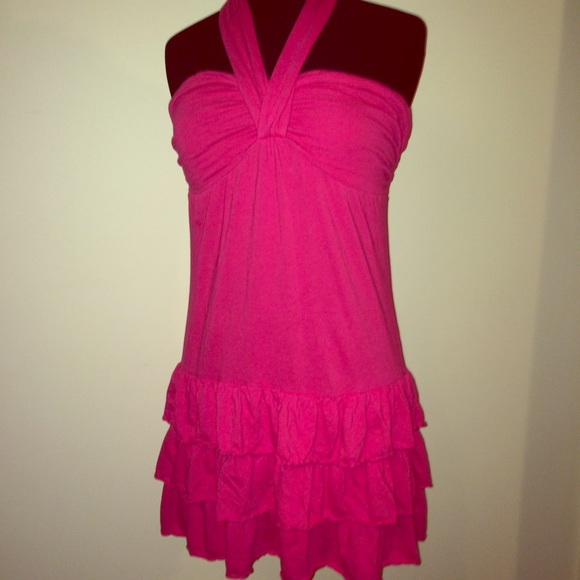 Express Pink Cotton Halter Dress