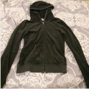 Army green juicy couture zip up w/ pink logo